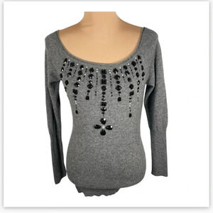 Vintage Etincelle Couture Gray Long Sleeve Top with Black Accents Size Small